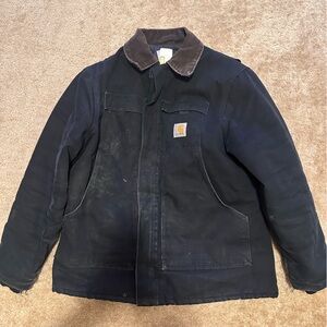 Carhartt Men's Black Field Jacket w/ brown corduroy collar